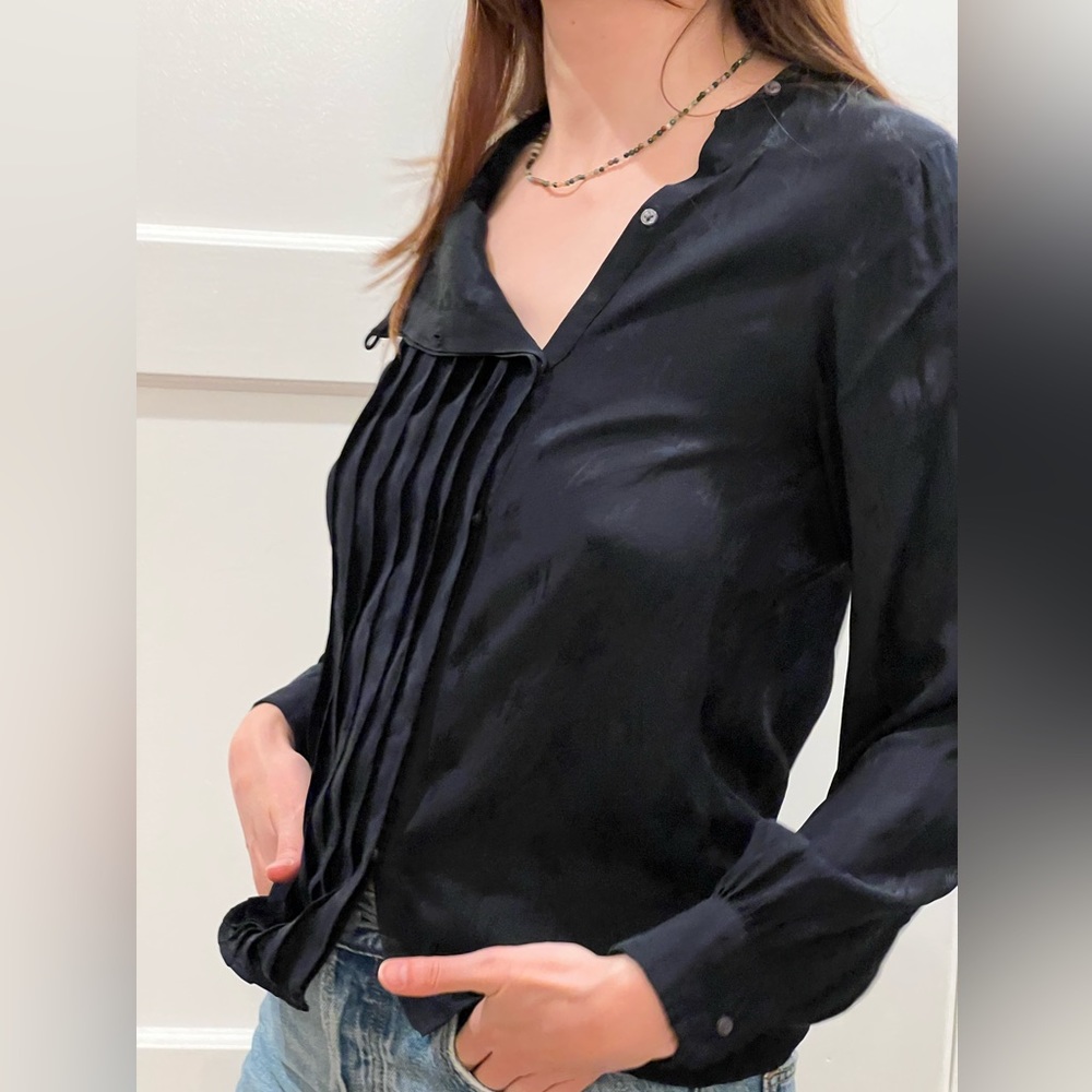 Sœur - Black Silk blouse - size 36 FR/ size 4 US